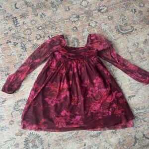 GAP Floral Long Sleeve Dress - Burgundy and Pink